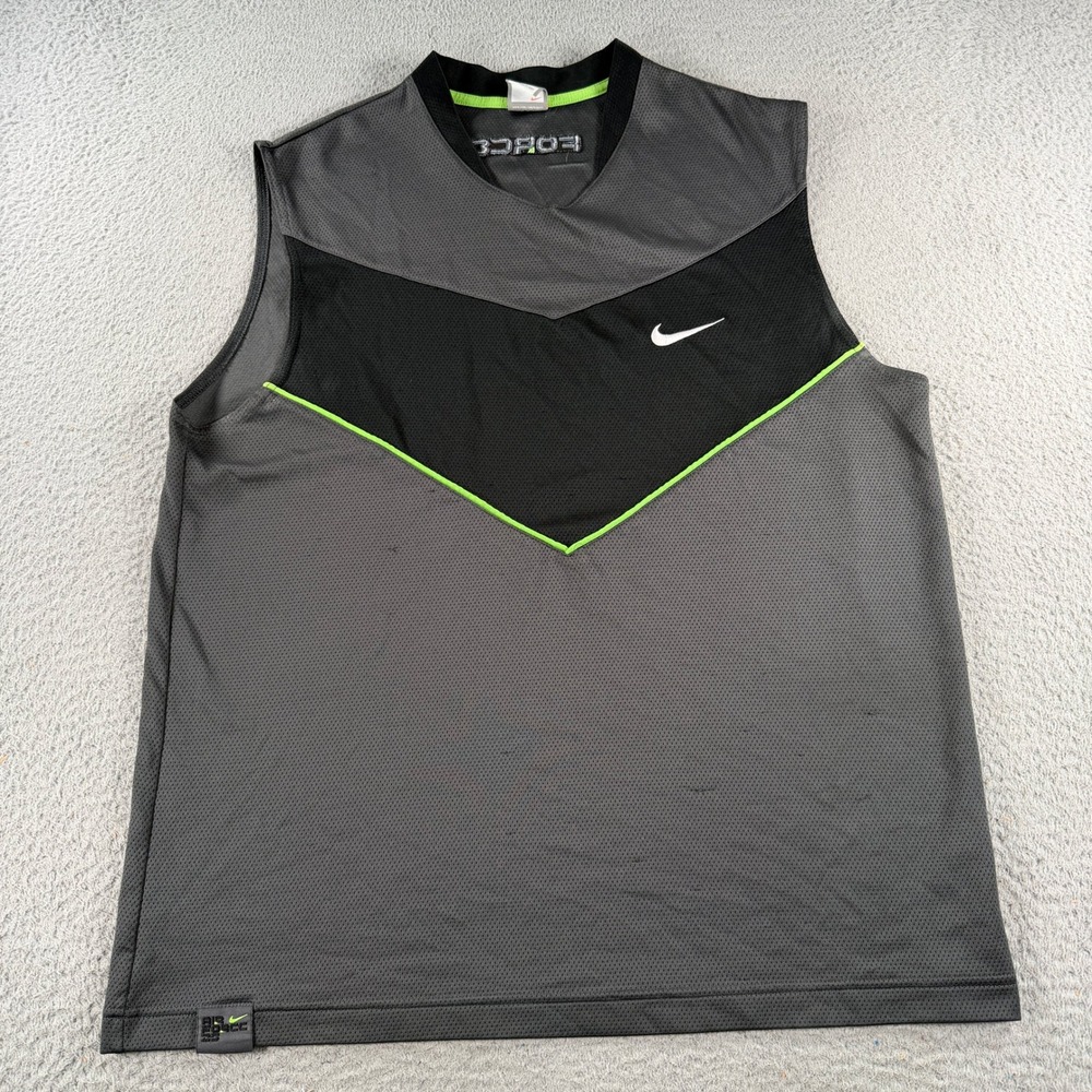 Vintage Nike Tank Top Air Force Mens Large Grey Black Mesh Basketball Jersey